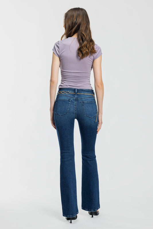 High Rise Bootcut Jeans - - Pants