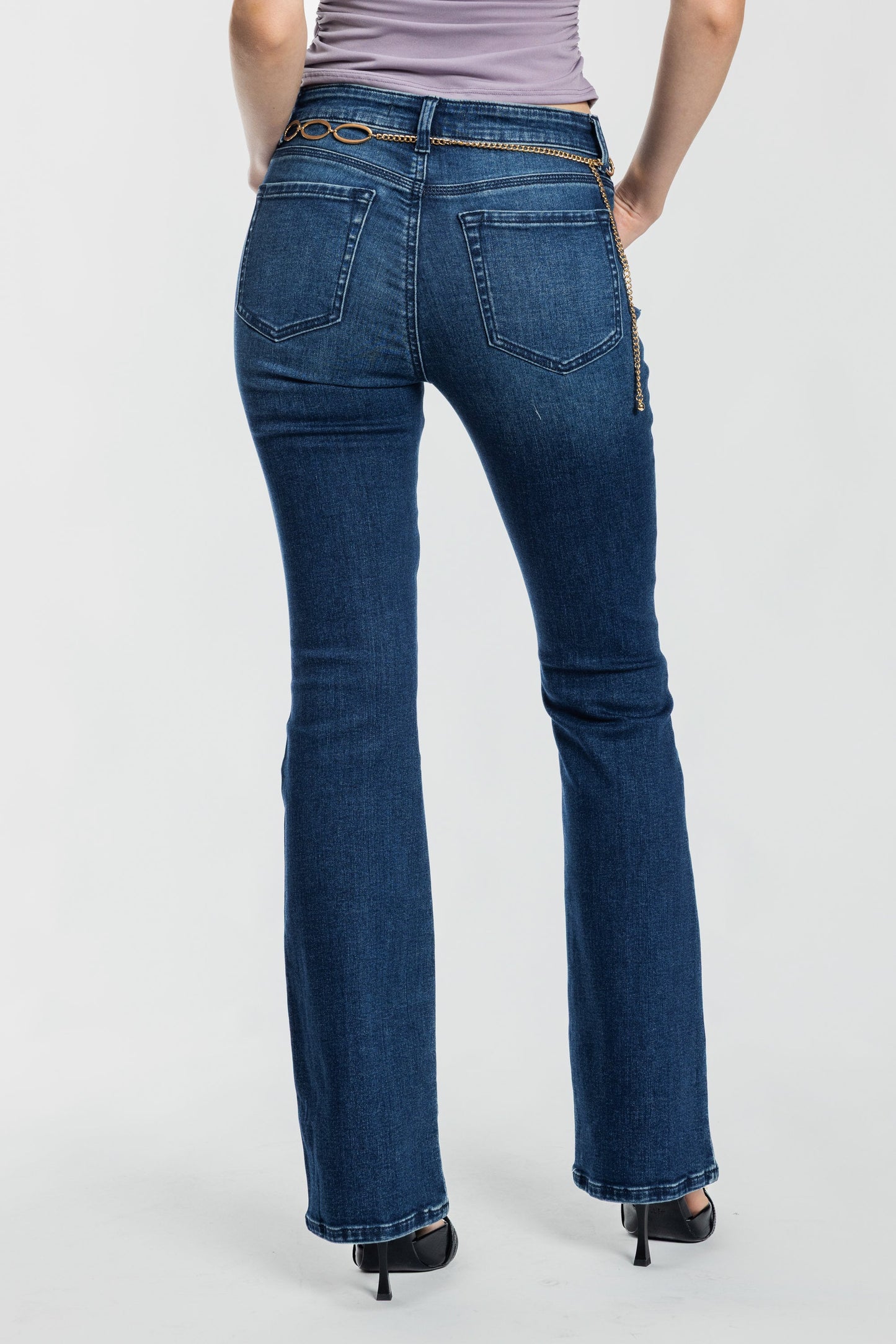 High Rise Bootcut Jeans - - Pants