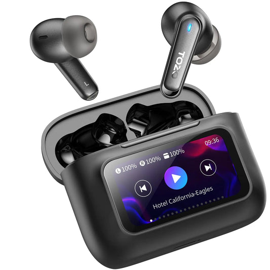 TOZO ColorPods Wireless Earbuds with Touch Screen Active Noise Cancelling Ear Buds 4 Mics ENC Clear Call Deep Bass in Ear Bluetooth 5.4 Headphone Long Playtime IPX6 Waterproof 32 EQs via APP Kia Day Design