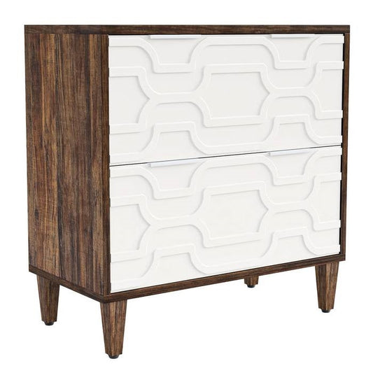 Modern Brown/White Wood 2 Drawer Filing Cabinet Printer Stand - - Office > Filing Cabinets