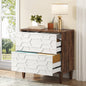 Modern Brown/White Wood 2 Drawer Filing Cabinet Printer Stand - - Office > Filing Cabinets