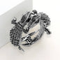 Crystal Rhinestone Double Crocodile/Alligator Evening Hinged Cuff Bracelet - Black Diamond - Bracelets