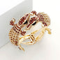 Crystal Rhinestone Double Crocodile/Alligator Evening Hinged Cuff Bracelet - Brown - Bracelets