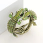 Crystal Rhinestone Double Crocodile/Alligator Evening Hinged Cuff Bracelet - Green - Bracelets