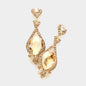 Crystal Rhinestone Teardrop Evening Earrings - Lt Col Topaz - Earrings