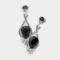 Crystal Rhinestone Teardrop Evening Earrings - Black - Earrings