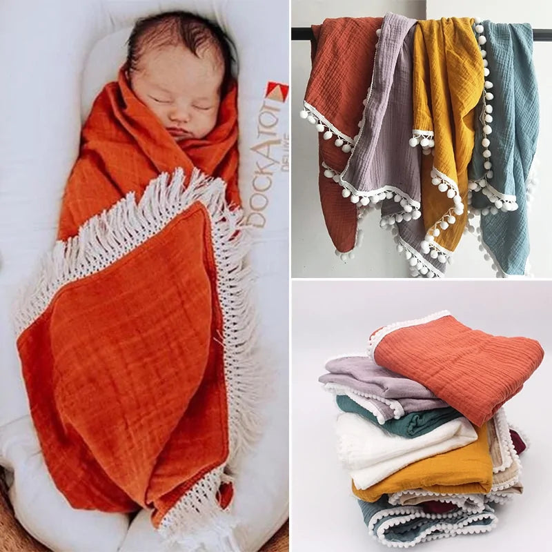 Organic Cotton Baby Tassel Blankets - Kia Day Design