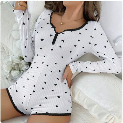 Women's Heart Print Jacquard Pajama Set