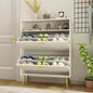 NOVAMAISON Shoe Cabinet for Entryway White Shoe Storage Cabinet with 2 Flip Doors and Shelf Narrow Hidden Shoe Cabinet for Entryway Slim Freestanding Shoe Rack Cabinet White Kia Day Design