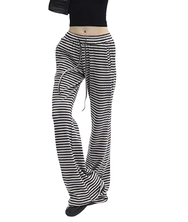 Vintage Striped Drawstring Lounge Pants for Women