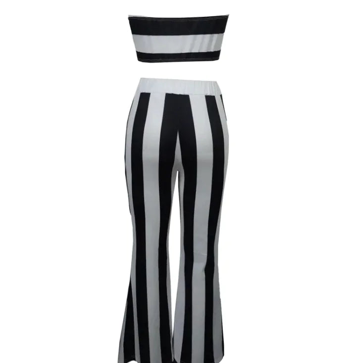 Black & White Retro Stripe 2-Piece Set