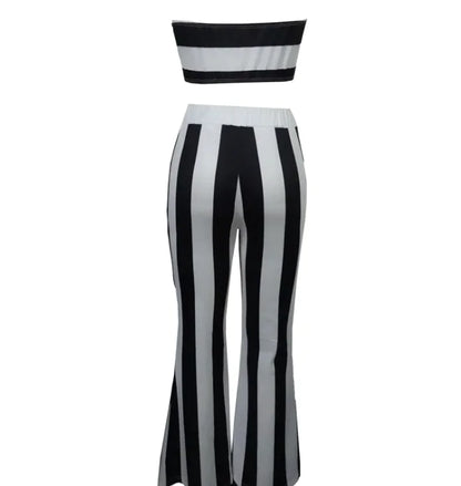 Black & White Retro Stripe 2-Piece Set