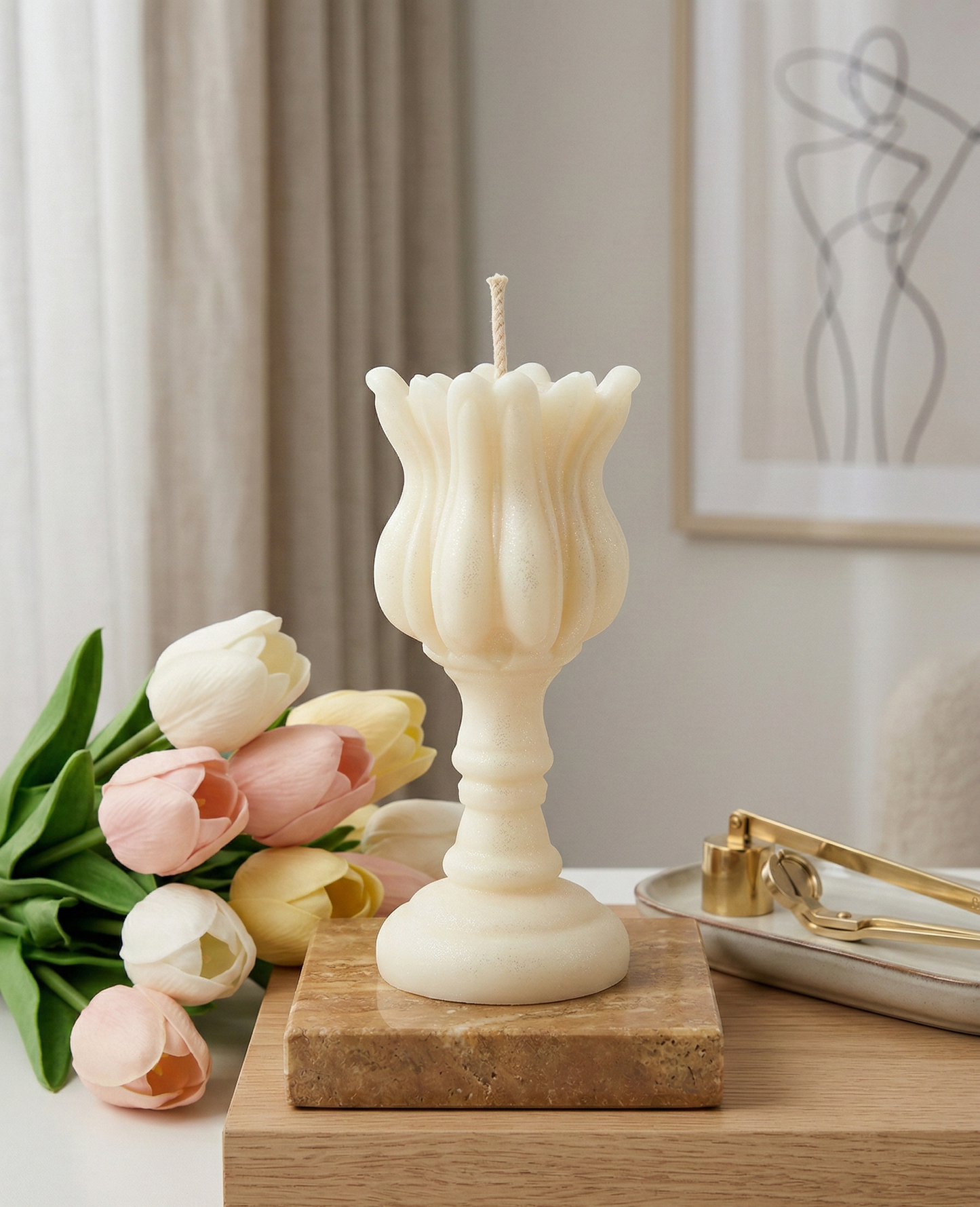 Tulip Candle | Chic Home Decor - Ivory - candles