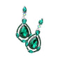 Crystal Rhinestone Teardrop Evening Earrings - Emerald - Earrings