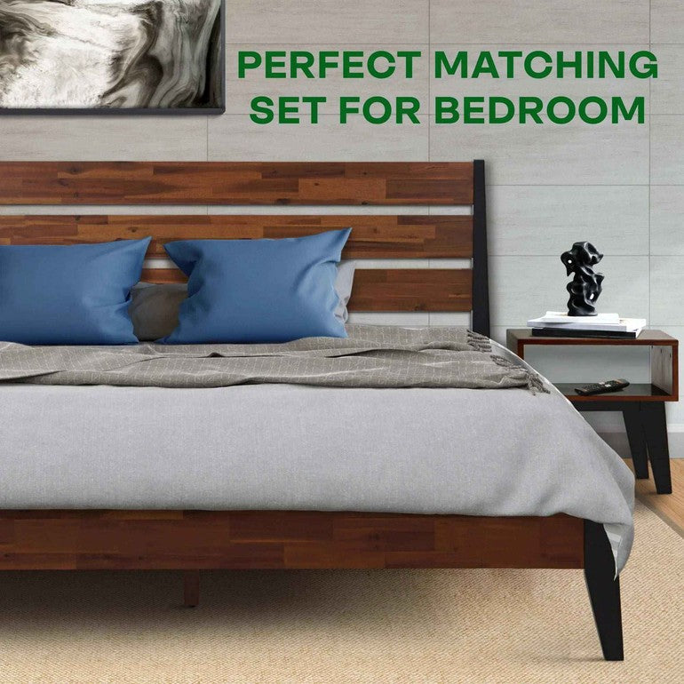 [Buy 1 Get 1] Emery Solid Wood Bed Frame & Nightstand - - Bedroom Set