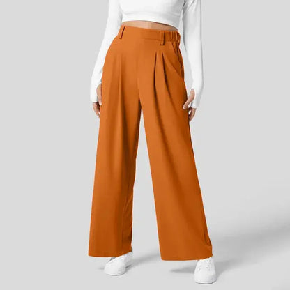 Solid Wide Leg Pants For Woman Work Business Orange Extra Large