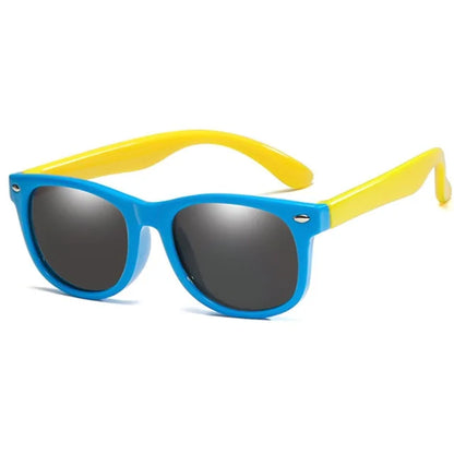 Kids Round Polarized Sunglasses Blue Yellow