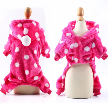 Fleece Dog Jumpsuit dark pink Small