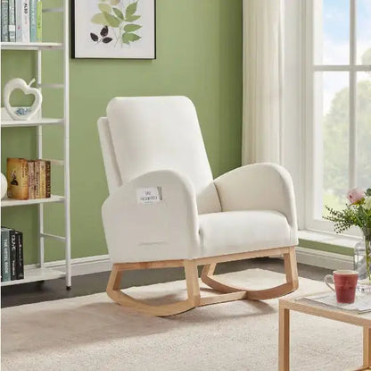 Beige Velvet Rocking Chair - Beige - rocking chair