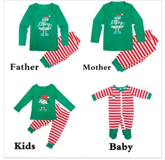 Christmas Pajama Sets Striped Print