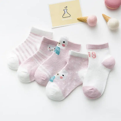 Cotton Mesh Baby Socks light pink white XS(0-9M)