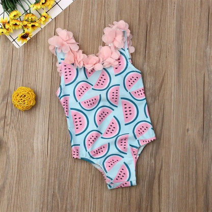 Toddler Baby Girls Watermelon One-Piece Swimsuit Blue 18-24 Month