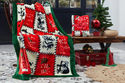 Dolce Bonita Home Wellsoft 3D TV Blanket Holly Jolly, Red Kia Day Design