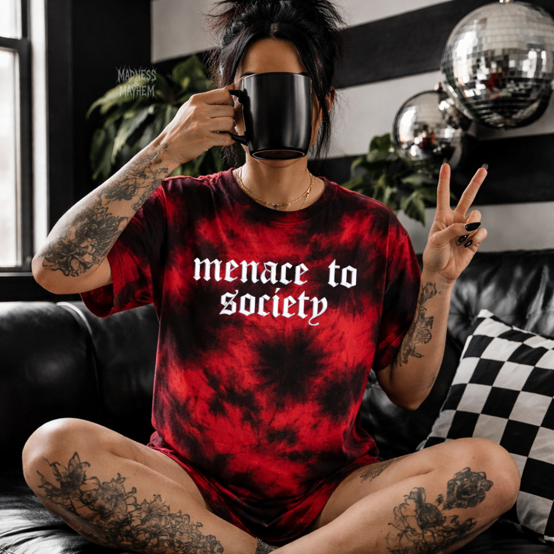 menace to society embroidered tie dye T-shirt - -