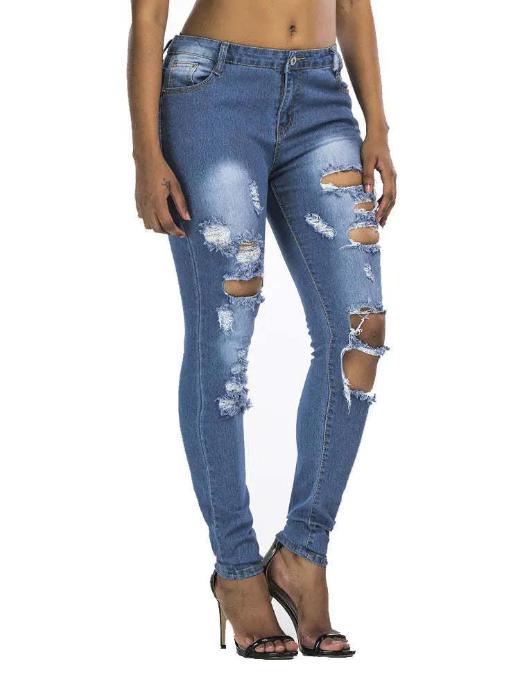 Ripped Denim Trousers and Stylish Feet Pants - Kia Day Design