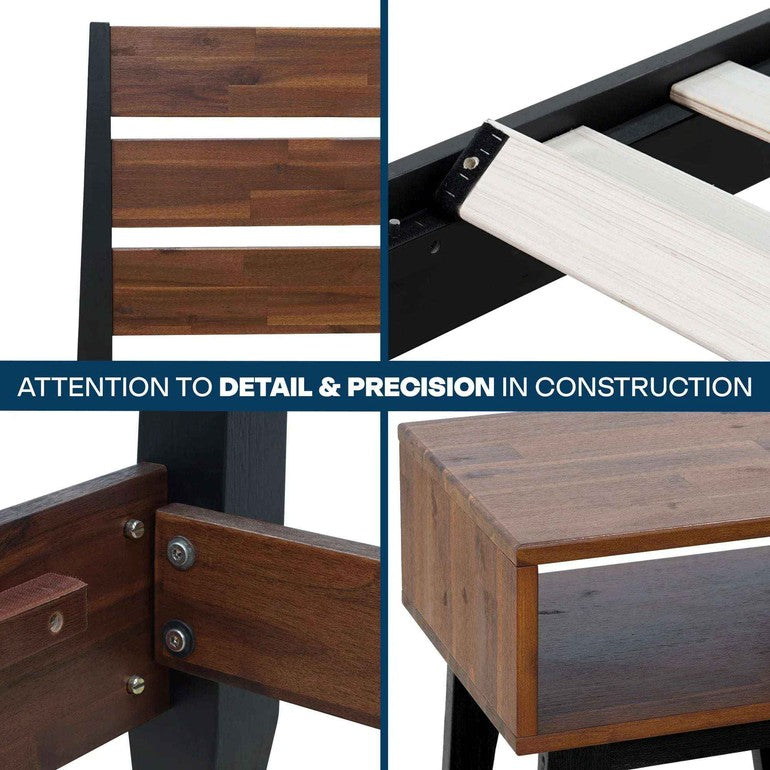 [Buy 1 Get 1] Emery Solid Wood Bed Frame & Nightstand - - Bedroom Set