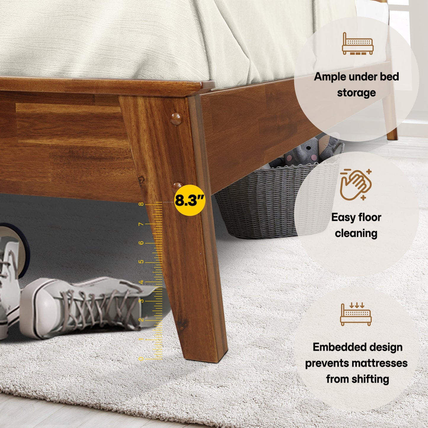 Kaylin Solid Wood Bed Frame - - Bed Frame