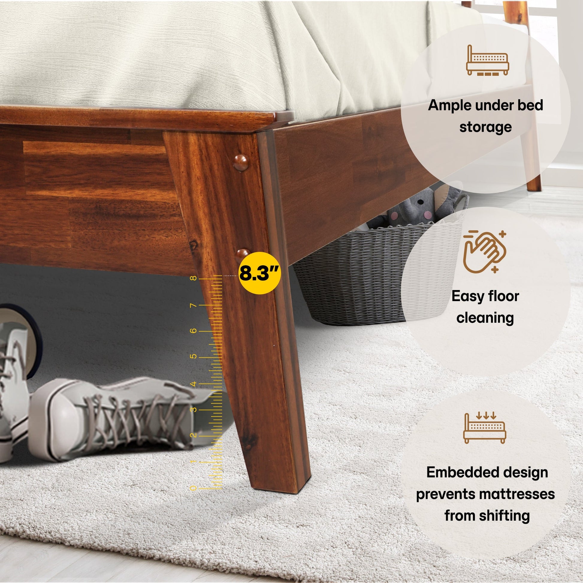 Kaylin Solid Wood Bed Frame - - Bed Frame