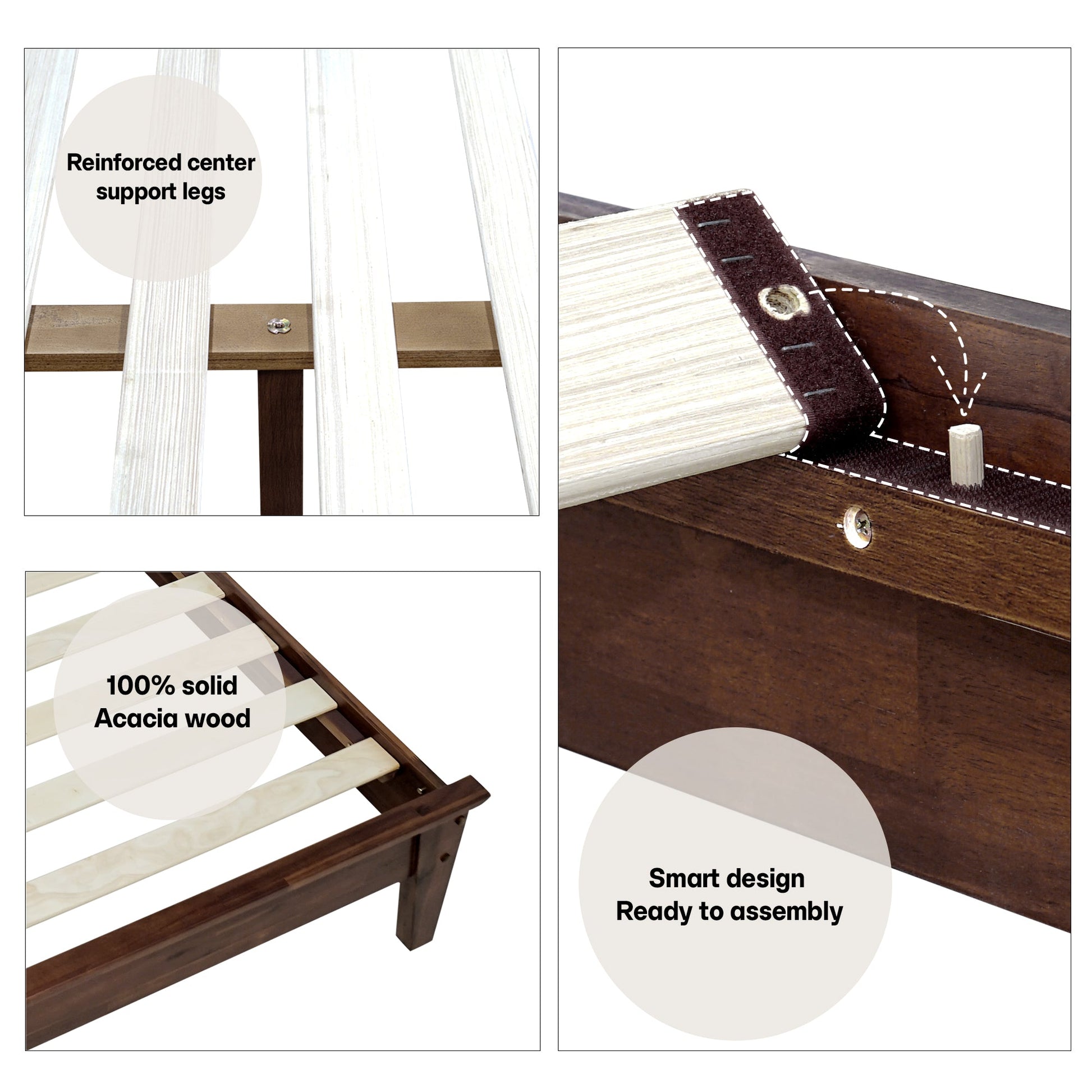 Kaylin Solid Wood Bed Frame - - Bed Frame