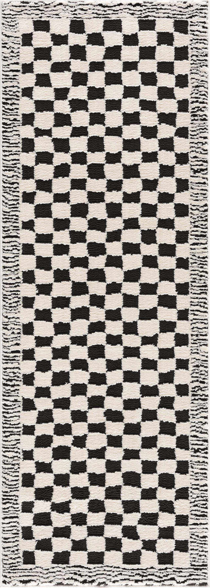 Leryn Black & White Checkered Area Rug - - Rugs