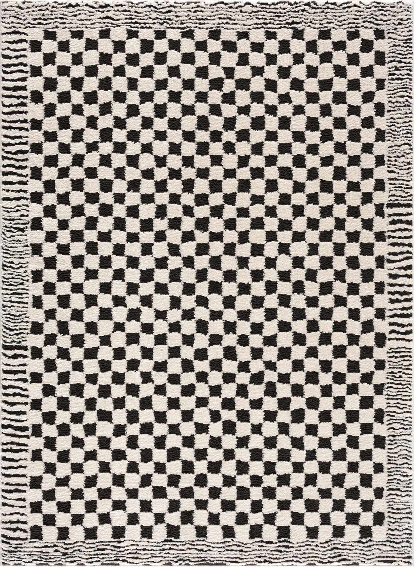 Leryn Black & White Checkered Area Rug - - Rugs