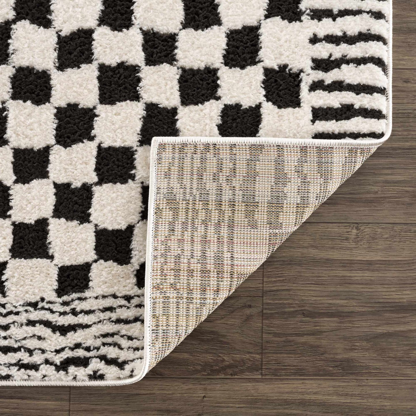 Leryn Black & White Checkered Area Rug - - Rugs