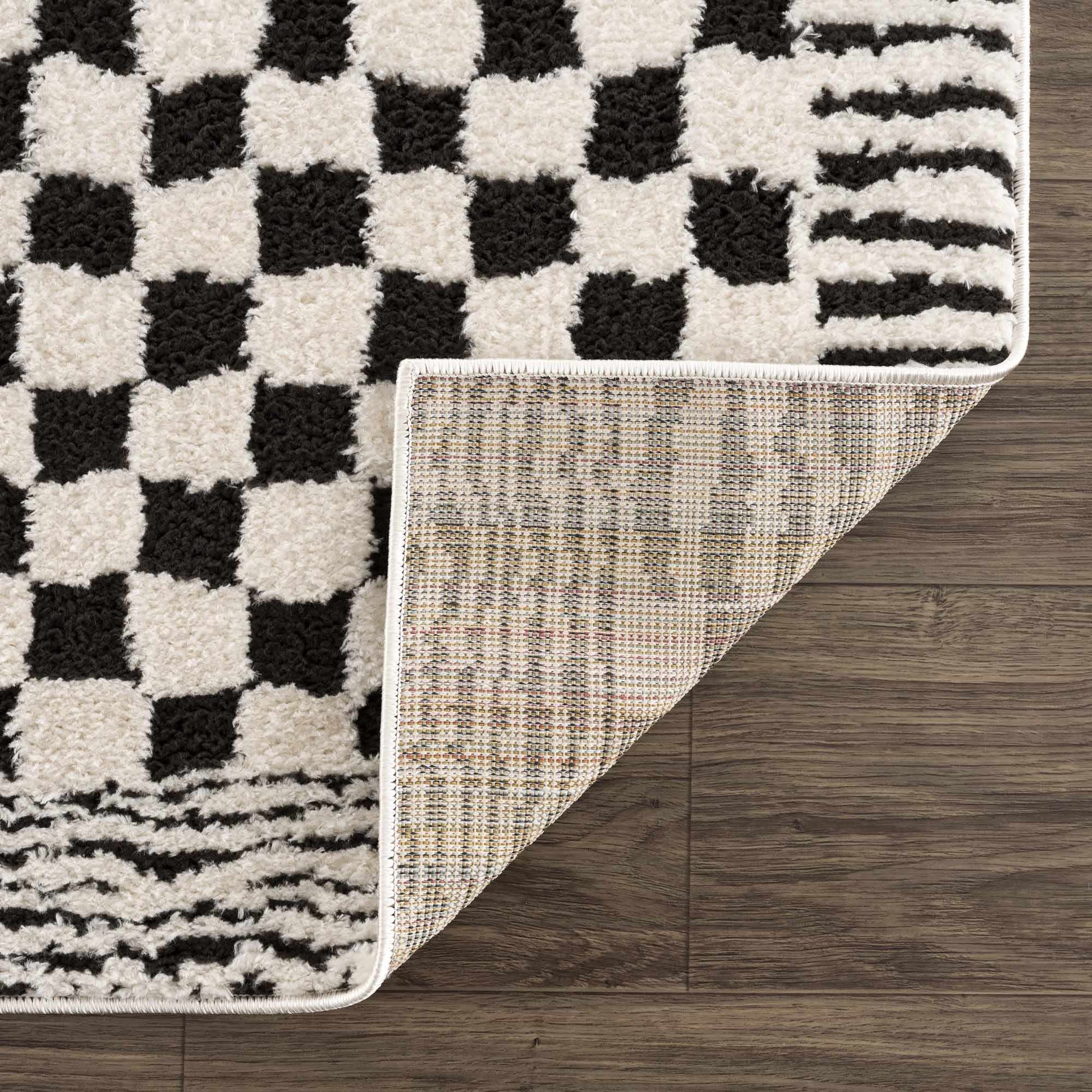 Leryn Black & White Checkered Area Rug - - Rugs
