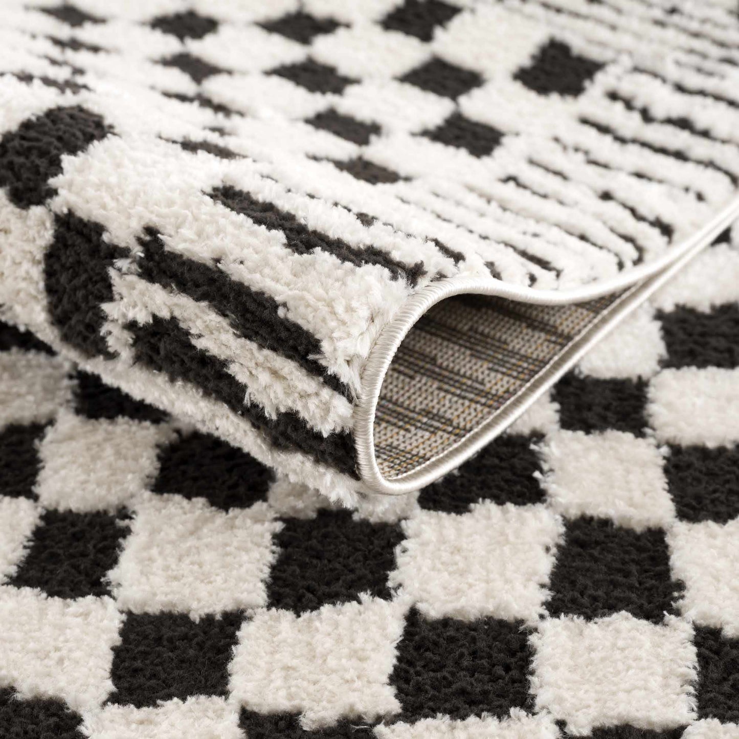 Leryn Black & White Checkered Area Rug - - Rugs