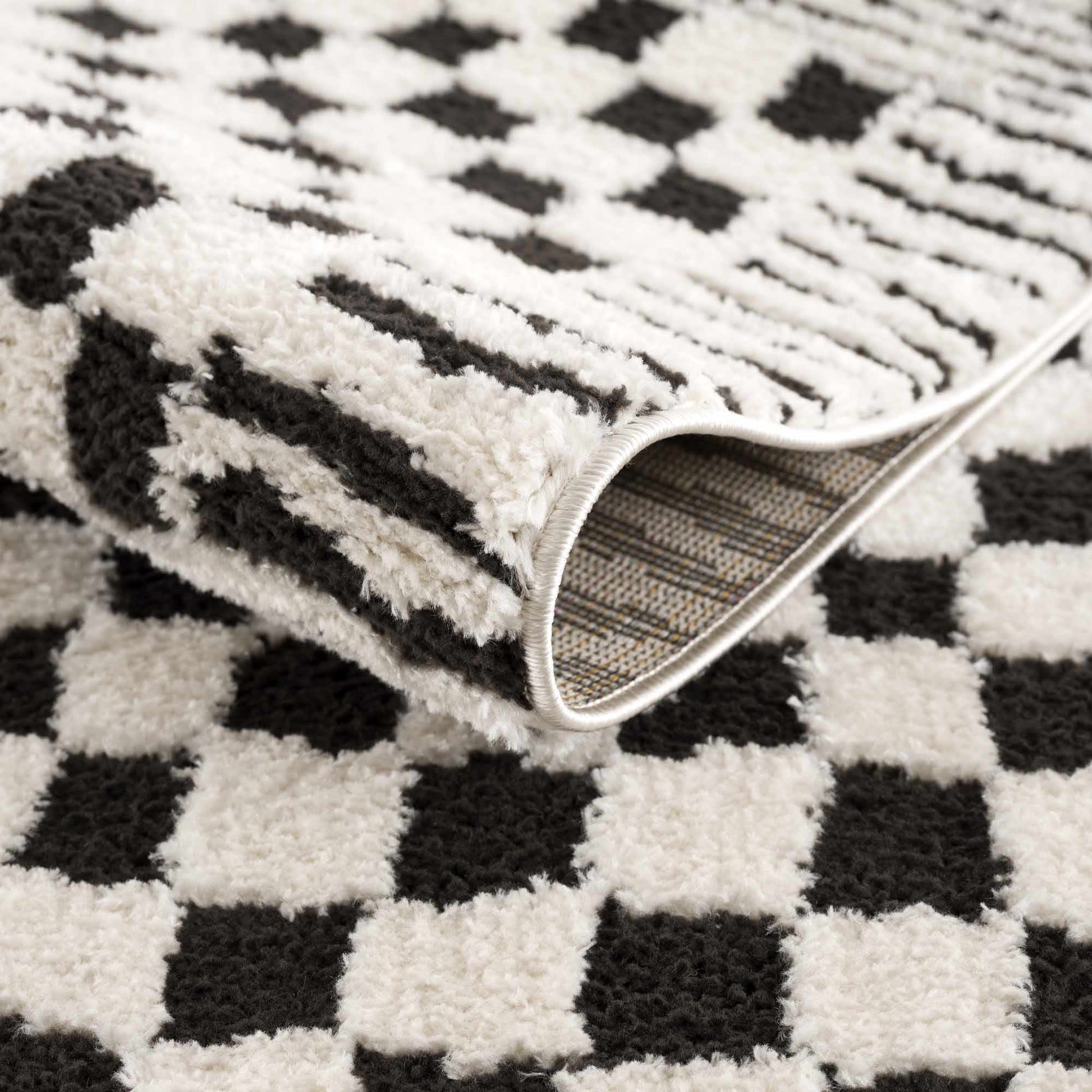 Leryn Black & White Checkered Area Rug - - Rugs