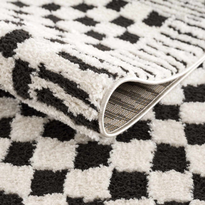 Leryn Black & White Checkered Area Rug - - Rugs