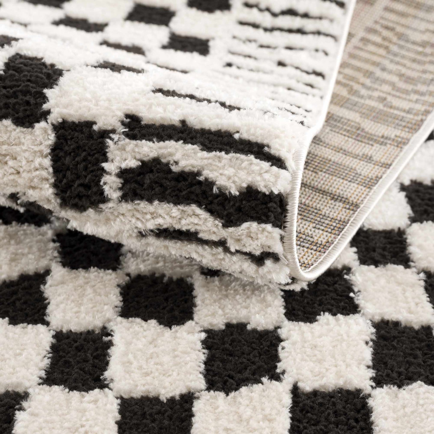 Leryn Black & White Checkered Area Rug - - Rugs