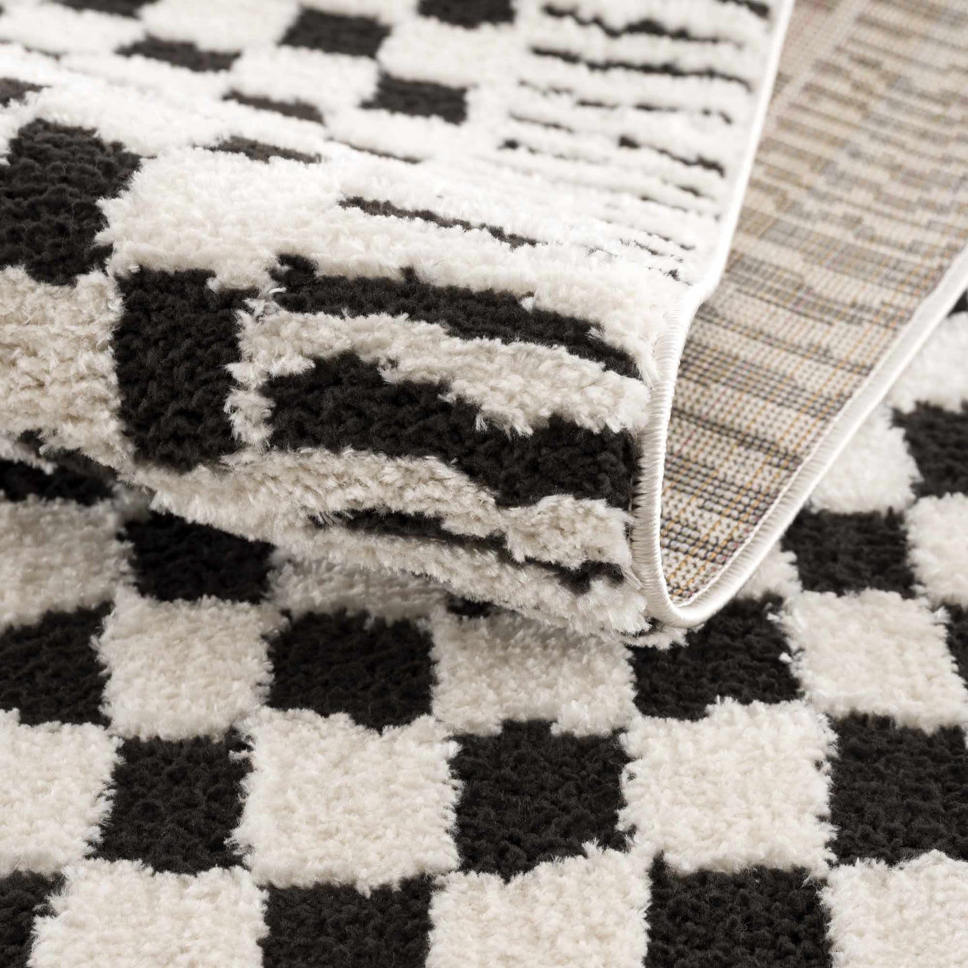 Leryn Black & White Checkered Area Rug - - Rugs