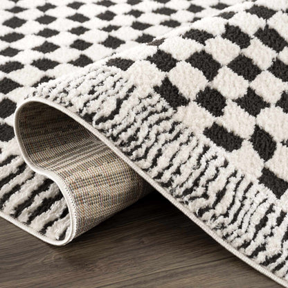 Leryn Black & White Checkered Area Rug - - Rugs