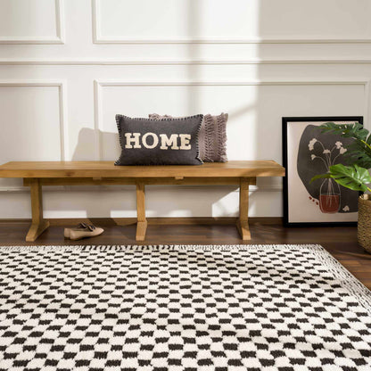 Leryn Black & White Checkered Area Rug - - Rugs