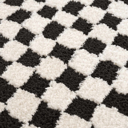 Leryn Black & White Checkered Area Rug - - Rugs