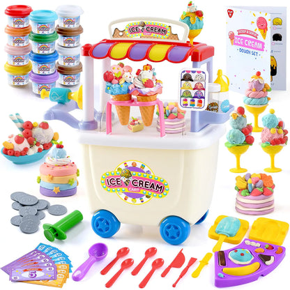 PLAY Ice Cream Cart Toys for Kids - Playdough Ice Cream Set - n a - play dough