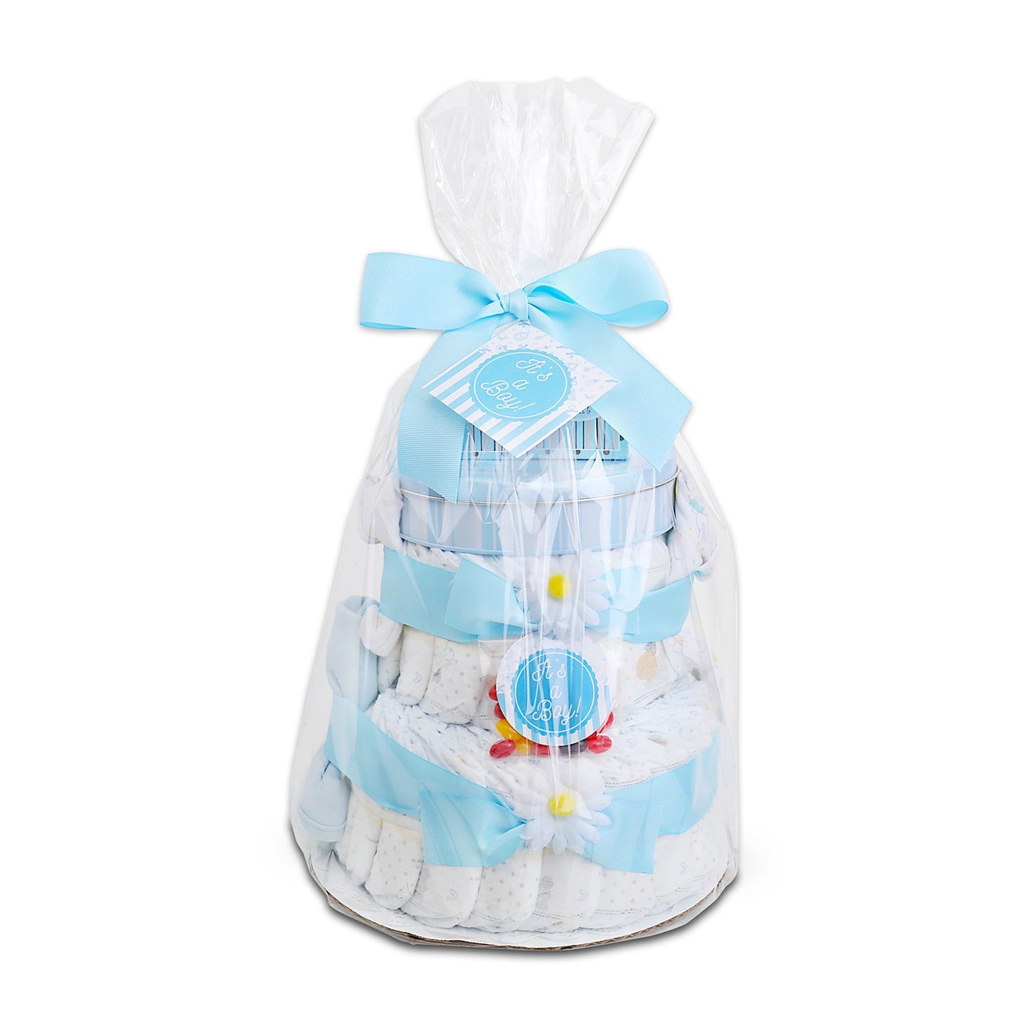 Blue Two- Tier Diaper Cake- Alder Creek Gift Baskets- {{Product type}}