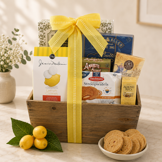 Lemon Breeze Cookies and Tea Summer Gift Tote - - Gift Baskets