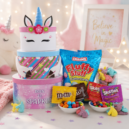 Born to Sparkle Unicorn Gift Tower- Alder Creek Gift Baskets- {{Product type}}