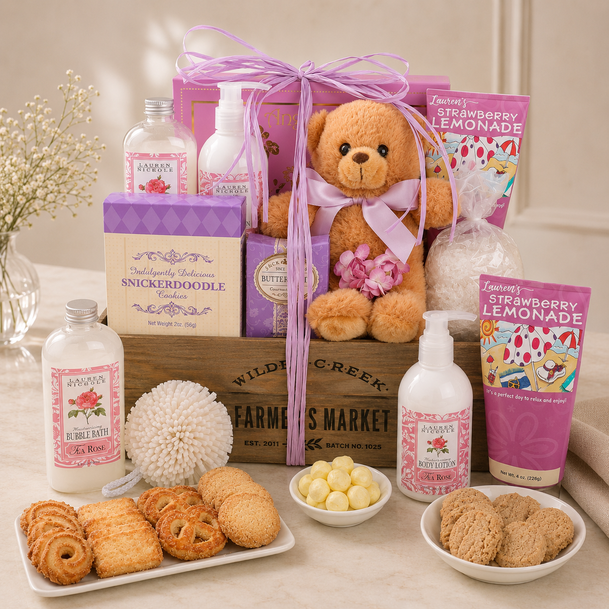 Pampered Rose Spa Gift Basket - - Gift Baskets
